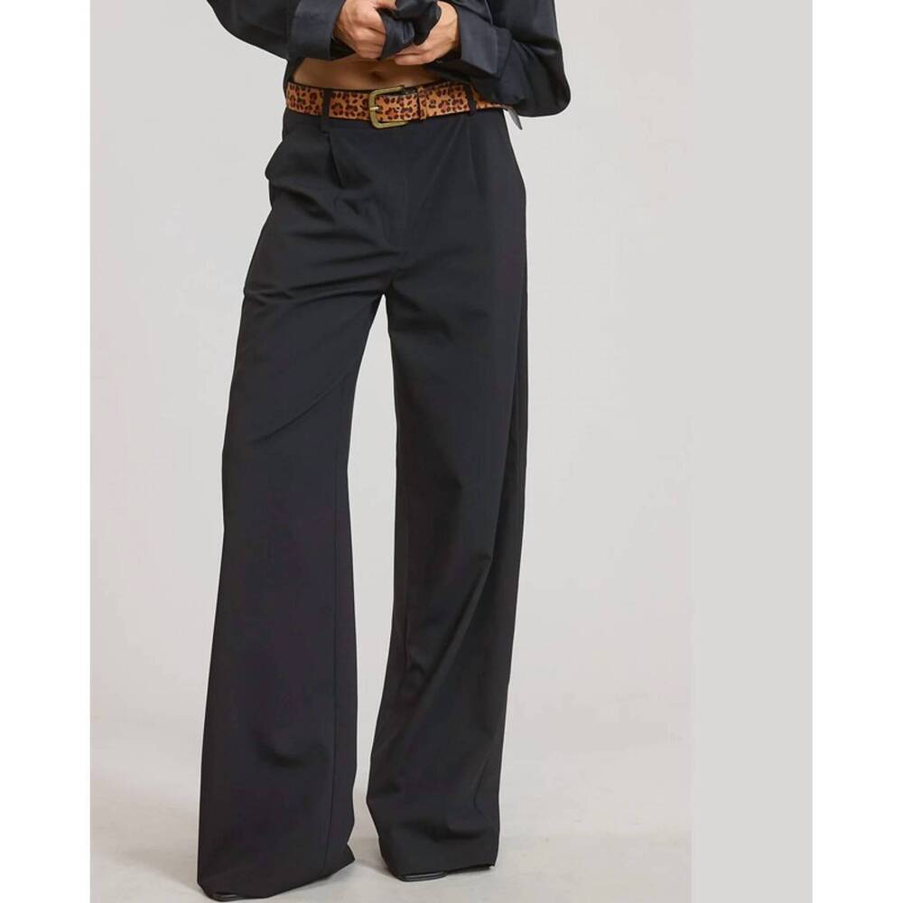 NEW MIMOSA classic pleated wide-leg trousers in black